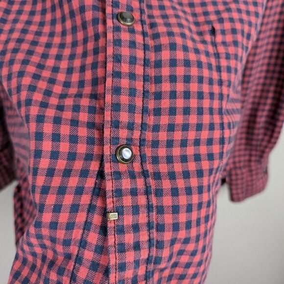 Scotch and soda mens' button shirt plaid dark pink, blue L - Picture 8 of 12